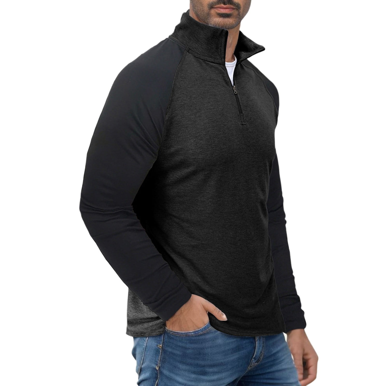 Afdoent Sweatshirts For Men Long Sleeve Zipper Turtleneck Sweatshirt