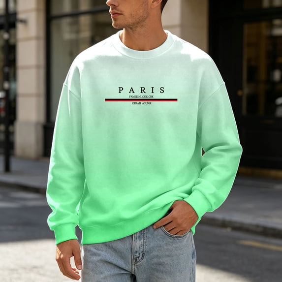 Afdoent Sweatshirts for Men Gradient Pullover Crewneck Long Sleeve Sweatshirt for Modern Streetwear Comfy