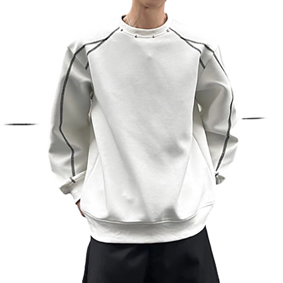 Afdoent Sweatshirts for Men Patchwork Crewneck Sweatshirt Long Sleeve Fashion Pullover Streetwear for Fall