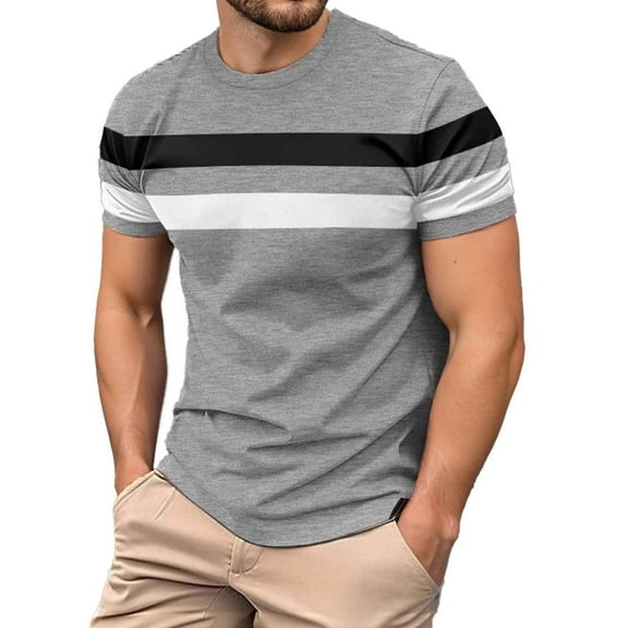 Afdoent T Shirts For Men Everyday Wear Loose Fitting Color Block Design Summer And Paired With Casual Pants Machine Washable Comfort Tee Shirts