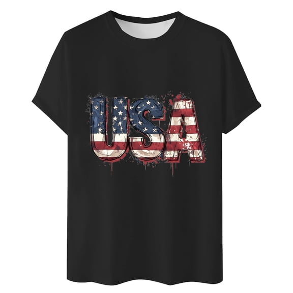 Afdoent T Shirts For Men Male Independence Day Print Graphic T Shirts Casual Loose Fit Short Sleeve Crew Neck Summer Tops For Daily Wear Classic Tee