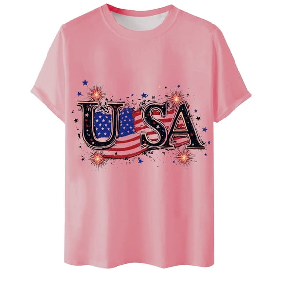 Afdoent T Shirts For Men Male Independence Day Print Graphic T Shirts Casual Loose Fit Short Sleeve Crew Neck Summer Tops For Daily Wear Classic Tee