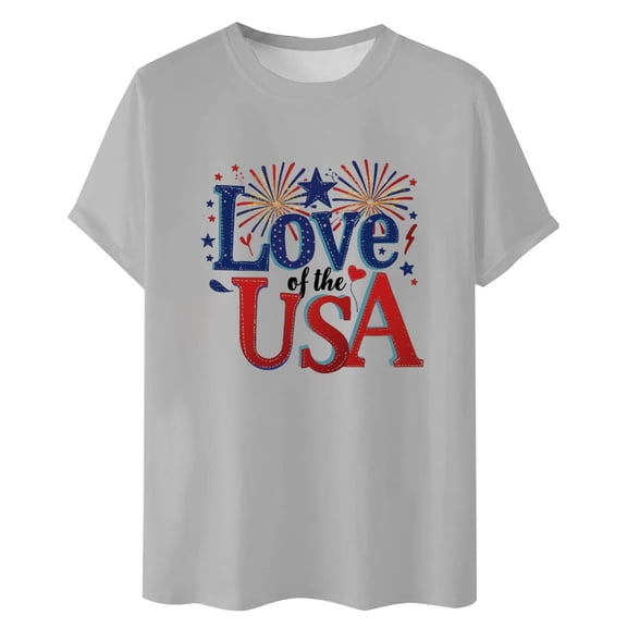 Afdoent T Shirts For Men Male Independence Day Print Graphic T Shirts Casual Loose Fit Short Sleeve Crew Neck Summer Tops For Daily Wear Streetwear
