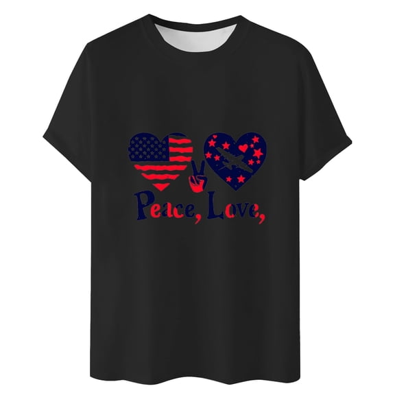 Afdoent T Shirts For Men Male Independence Day Print Graphic T Shirts Casual Loose Fit Short Sleeve Crew Neck Summer Tops For Daily Wear Streetwear