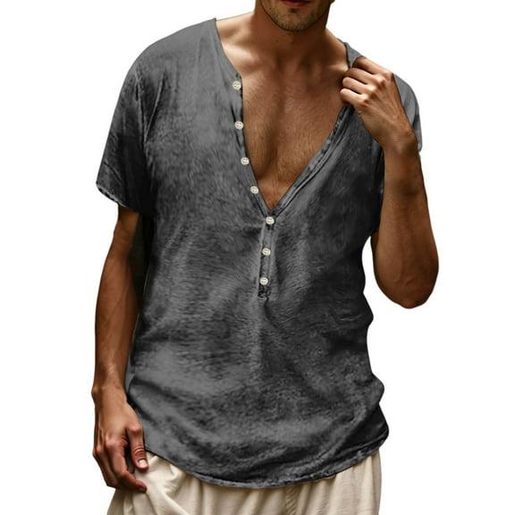 Afdoent T Shirts For Men Male Long Sleeve Crew Neck T Shirts With Button Detail Outdoor Leisure Activities In Spring And Autumn Comfort Tee Shirts