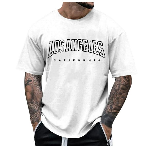 Afdoent T Shirts For Men Male Summer Casual Fashion Letter Print Shirt Blouse Short Sleeve Crew Neck Shirt Comfort Tee Shirts