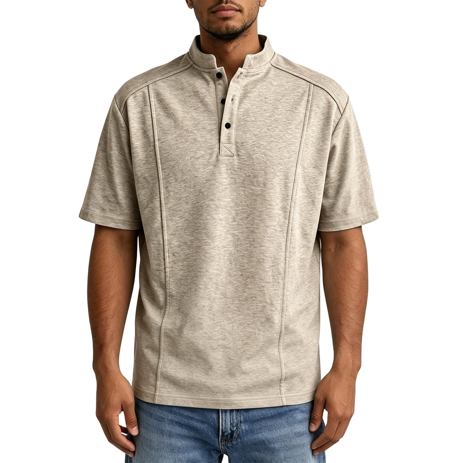 Afdoent T-Shirts For Men Summer Casual Button Down Stand Collar Short ...