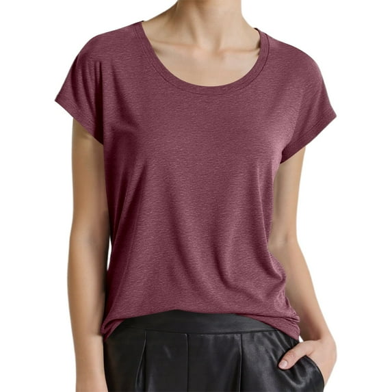 Afdoent T Shirts For Women Casual Crew Neck Batwing Sleeve Solid Color T Shirt For Spring Summer Fashion Clothes For Women