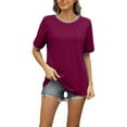 thumbnail image 1 of Afdoent T Shirts For Women Fashion Casual Top Crew Neck T Shirts Summer Short Sleeve Casual Loose T Shirt Top Classic, 1 of 8