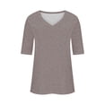 thumbnail image 1 of Afdoent T Shirts For Women Summer Tops Half Sleeve V Neck Shirts Casual Loose Fit Solid Color Elbow Length Sleeve Tee Shirts For Women Trendy, 1 of 4