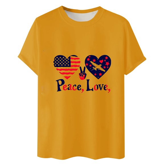 Afdoent T Shirts For Men Male Independence Day Print Graphic T Shirts Casual Loose Fit Short Sleeve Crew Neck Summer Tops For Daily Wear Soft Comfort Tee Shirts