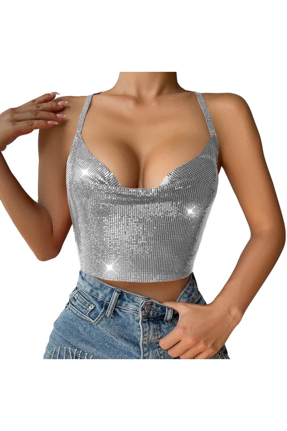 Tank Tops For Women Ladies Fashion Sexy Nightclub Slim Sequin Vest Top 2025 Trendy Outfits 2025 Summer Clothes
