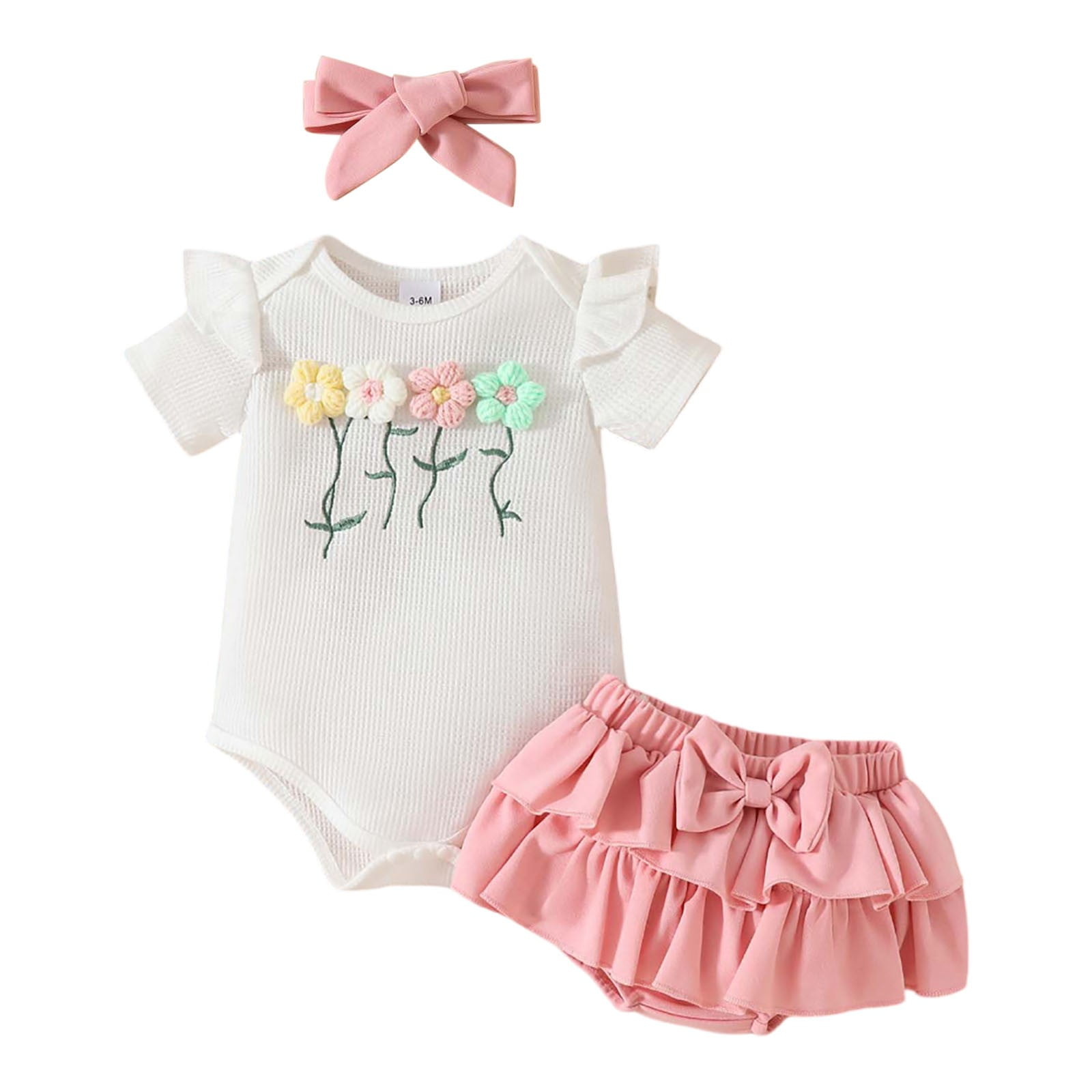 Baby Girl Denim 3-Piece Outfit Set – Jacket, Skirt & Knit Top (6-36M)