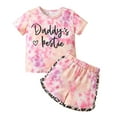 thumbnail image 1 of Afdoent Toddler Baby Girl Clothes Toddler & Little Girls Leopard Print & Tie Dye Two Piece Set Summer Short Sleeve Outfit With Letter Details Cute Kids Clothes 12-24 Months, 1 of 5