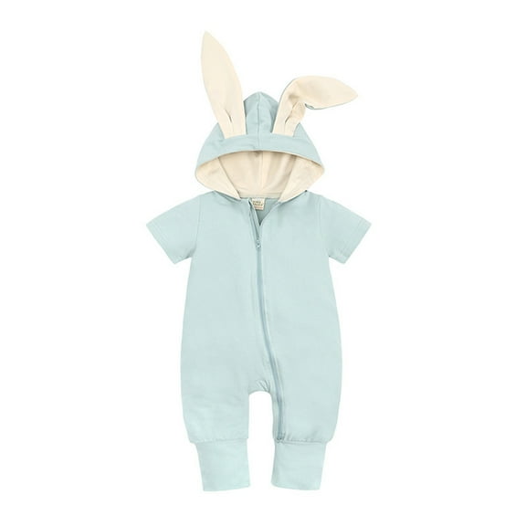 Afdoent Toddler Baby Girls Romper Toddler Boys Girls Solid Color Zipper Hooded Rabbit Bunny Casual Romper Jumpsuit Playsuit Sunsuit Clothes For 3-6 Months