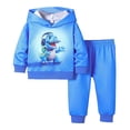thumbnail image 1 of Afdoent Toddler Boy Outfits Soft Dinosaur Print Hooded Romper Outfit For Baby Boys Toddler Winter Warm Two Piece Set Long Sleeve Top And Pants Playwear 9-12 Months, 1 of 8