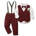 thumbnail image 1 of Afdoent Toddler Boy Outfits Stylish Boys Elegant Red And Green Vest Outfit For Toddler Gentlemen Formal Party Wear Holiday Celebration Attire 4-5 Years, 1 of 5