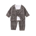 thumbnail image 1 of Afdoent Toddler Boy Outfits Suit Set 3 Piece Formal Outfit With Bow Tie Vest Long Sleeve British Style Toddler Clothes For Spring Autumn Season 6-12 Months, 1 of 4