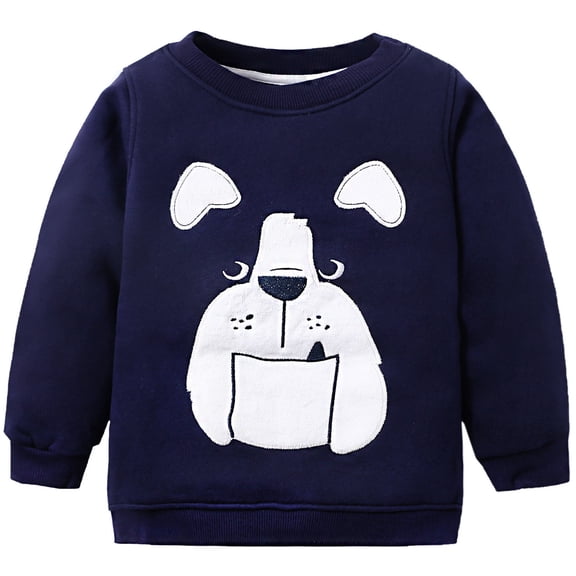 Afdoent Toddler Boy Sweatshirts Boys Animal Graphic Printed Hooded Sweatshirt Warm Lined Pullover Top For Cold Weather Outdoor Play And School Wear 6-12 Months