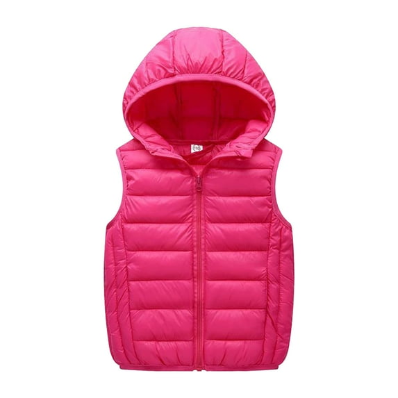 Afdoent Toddler Boys Girls Jacket Insulated Boys Padded Vest With Hood Winter Warm Sleeveless Jacket For Kids Outdoor Play Casual Thermal Layer 13-15 Years