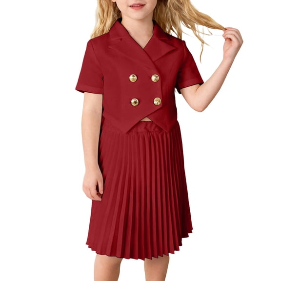 Afdoent Toddler Girl Clothes Stylish Girls And Pleated Skirt Two Piece Fashionable Childrens Formal And Casual Wear Outfit For And Daily Use 4-5 Years