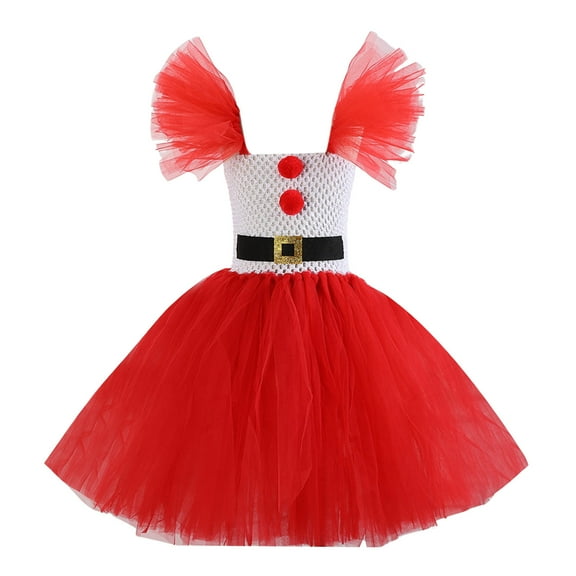 Afdoent Toddler Girls Dress Child Girls Pageant Dress Christmas Party Point Cute Gown Dresses Hairband Set 2-3 Years