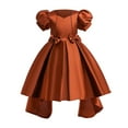 thumbnail image 1 of Afdoent Toddler Girls Dress Girls Christmas Short Sleeve Solid Bow Tie Embroidery Lace Ruffles Party Evening Dress Wedding Dress 3-4 Years, 1 of 4
