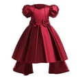 thumbnail image 1 of Afdoent Toddler Girls Dress Girls Christmas Short Sleeve Solid Bow Tie Embroidery Lace Ruffles Party Evening Dress Wedding Dress 3-4 Years, 1 of 8