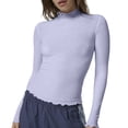 thumbnail image 1 of Afdoent Tops For Women Trendy Women's Long Sleeve T Shirt Neck Slim Top Basic Solid Color T Shirt Classic, 1 of 7