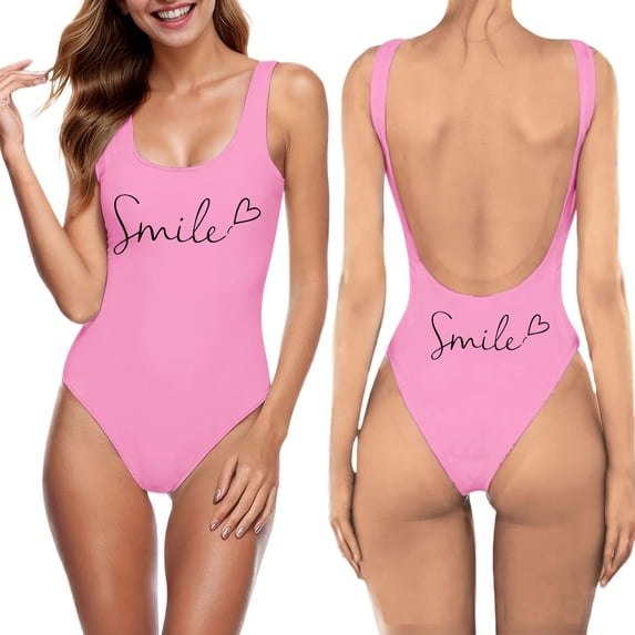 Afdoent Women One Piece Swimsuits Women Fashion Letter Print Swimsuit Bikini Swimwear Bathing Sleeveless Backless Swimsuit 2026 Summer Swimwear