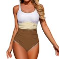 thumbnail image 1 of Afdoent Women One Piece Swimsuits Women's Color Swimsuit V Neck Bathing With Adjustable Straps And High Leg Cut Women's Clothing, 1 of 6