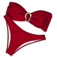 thumbnail image 1 of Afdoent Women's Bikini Sets Bandeau Bikini O Ring Strapless Tie Back High Cut Two Piece Swimsuit Bathing Suits Beach Summer Outfits, 1 of 3