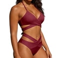 thumbnail image 1 of Afdoent Women's Bikini Sets Two Piece High Waisted Push Up Swimsuit Wrap 2 Piece Bathing Suit Beachwear, 1 of 8