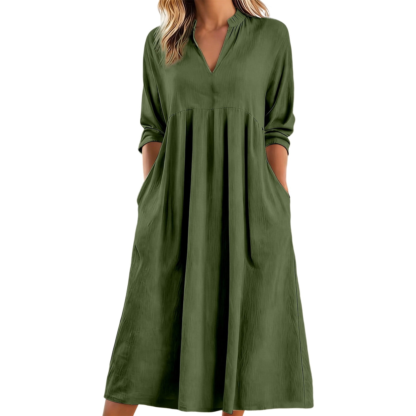 Afdoent Women's Dresses Elegant Solid Color Casual Dress For ...