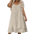 thumbnail image 1 of Afdoent Women's Dresses Everyday Casual Dress Loose Fit Short Sleeve Solid Color Layered Neck Midi Dress For Comfort Beach Vacation Clothes, 1 of 6