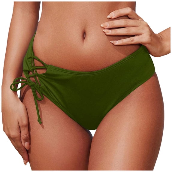 Afdoent Women's High Waisted Bikini Bottoms Plus Size Swim Briefs Beach Shorts Ruched Bottom Full Coverage Swimsuit Bottom Bathing Suit Bottoms