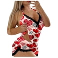 thumbnail image 1 of Afdoent Women's Pajamas Ladies Valentine's Day Sexy Printed Sleeveless Camisole Top Shorts Set Casual Fashion 2 Piece Set Charming, 1 of 5