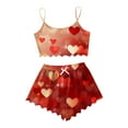 thumbnail image 1 of Afdoent Women's Pajamas Ladies Valentine's Day Tank Top And Shorts Love Heart Print 2 Piece Sexy Pajama Set For Women Nightwear, 1 of 4
