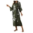 thumbnail image 1 of Afdoent Women's Robe Satin Floral Kimono Robe For Women Cool Sensation 3/4 Sleeve Long Casual Home Wear Bathrobe Sleepwear Ladies Loungewear, 1 of 5