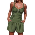 thumbnail image 1 of Afdoent Women's Tankini Swimsuits Two Piece Swimsuits Tankini With Pockets And Wide Leg Pants High Waisted Separates For Beach Beach Summer Outfits, 1 of 7