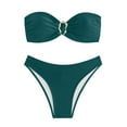 thumbnail image 1 of Afdoent Womens Bikini Sets Solid Color Strapless Two Piece Bikini Swimsuit For Women Trendy Beach Swimwear, 1 of 3