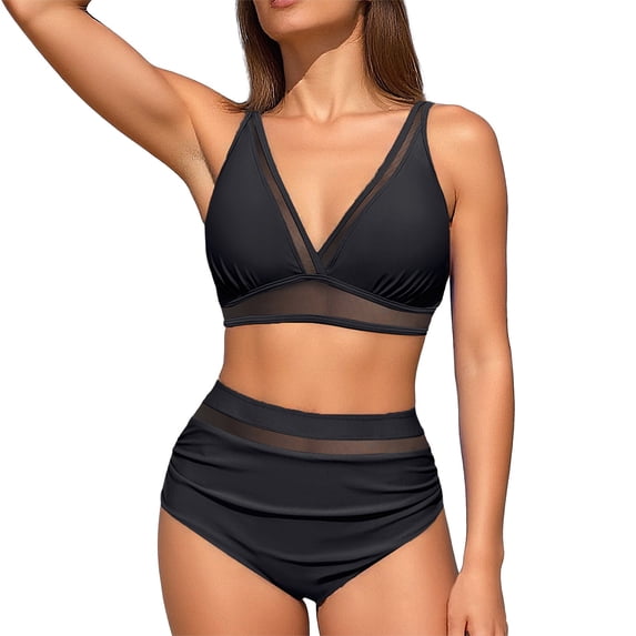 Afdoent Womens Bikini Sets Women Retro High Waisted Bathing Suit Racerback Bikini Swimsuits Swimwear
