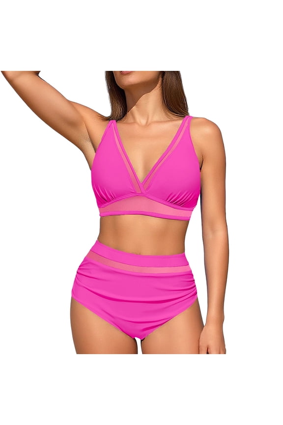Womens Bikini Sets Women Retro High Waisted Bathing Suit Racerback Bikini Swimsuits Swimwear