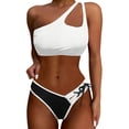 thumbnail image 1 of Afdoent Womens Bikini Sets Women's High Waist Bikini Two Piece Set Color Block One Shoulder Tie Bikini Push Up Swimsuit 2026 Retro Swimsuit, 1 of 5