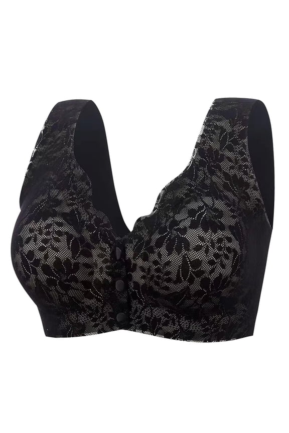 Womens Bras Women's Front Open Button Top Up Comfortable And Traceless Lace Plus Size Gathered Drop Bra Comfort Bra