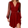 thumbnail image 1 of Afdoent Womens Dresses Elegant Formal Dress With Mesh Sleeves Long Sleeve V Neck Evening Gown For Casual Party Wear Formal Party Dresses, 1 of 4