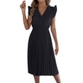 thumbnail image 1 of Afdoent Womens Dresses For Ruffle Short Sleeve Lace Midi Dress Pleated Dress Cute Teacher Outfits Travel Outfits, 1 of 5