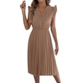 thumbnail image 1 of Afdoent Womens Dresses For Ruffle Short Sleeve Lace Midi Dress Pleated Dress Cute Teacher Outfits Travel Outfits, 1 of 5
