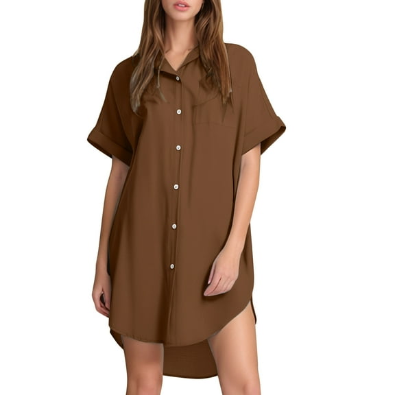 Afdoent Womens Dresses Ladies Linen Beach Cover Up Dress With Button Closure Casual Swimwear Shirt For Summer 2025 Beach Vacation