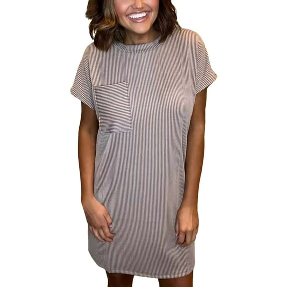 Afdoent Womens Dresses Ladies Spring Solid Color Strip Loose Casual Skirt Fashion Trendy 2025